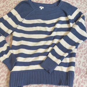 Aerie Striped Navy and Cream Crewneck Sweater